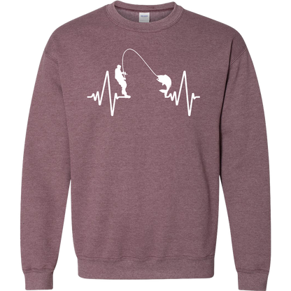 Fishing Heartbeat Adult Crew Neck Sweatshirt