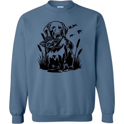 Duck Hunting Dog Adult Crew Neck Sweatshirt