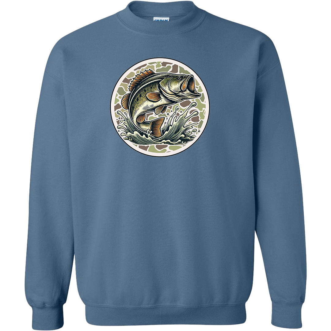 Jumping Bass Adult Crew Neck Sweatshirt