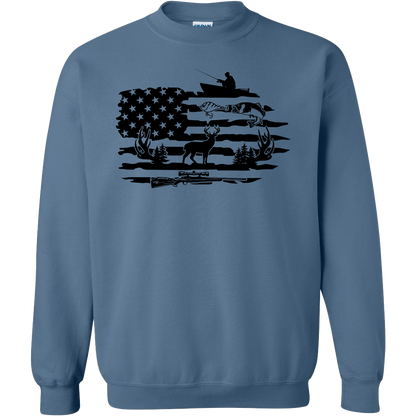Fishing and Hunting Flag Adult Crew Neck Sweatshirt
