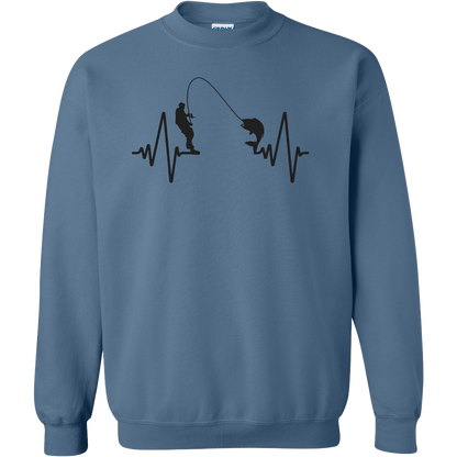 Fishing Heartbeat Adult Crew Neck Sweatshirt