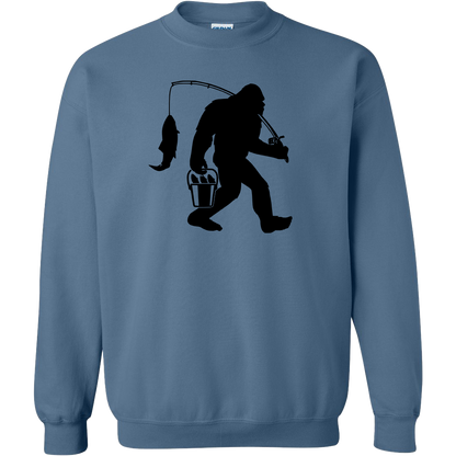 Fishing Sasquatch Adult Crew Neck Sweatshirt