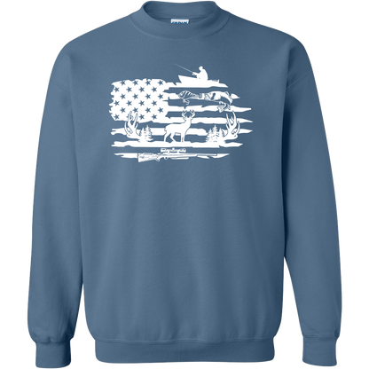 Fishing and Hunting Flag Adult Crew Neck Sweatshirt