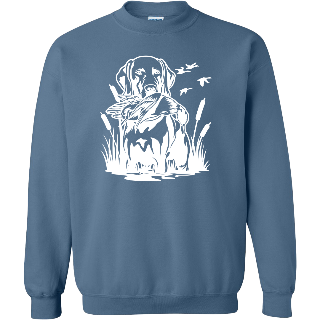 Duck Hunting Dog Adult Crew Neck Sweatshirt