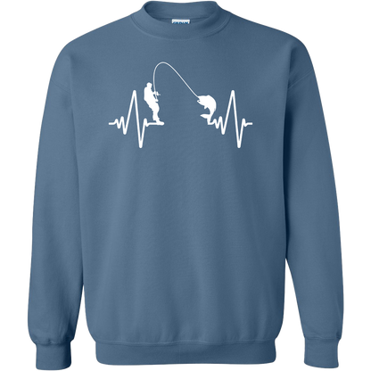 Fishing Heartbeat Adult Crew Neck Sweatshirt