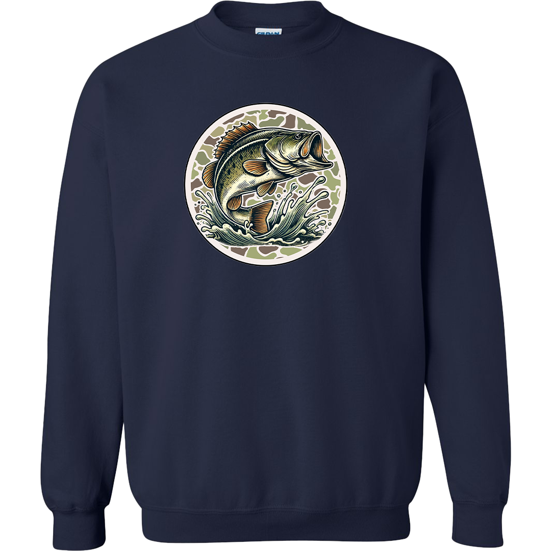 Jumping Bass Adult Crew Neck Sweatshirt