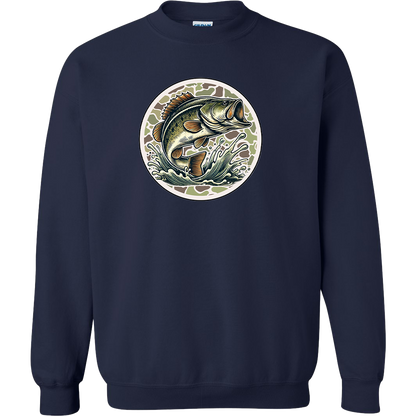 Jumping Bass Adult Crew Neck Sweatshirt