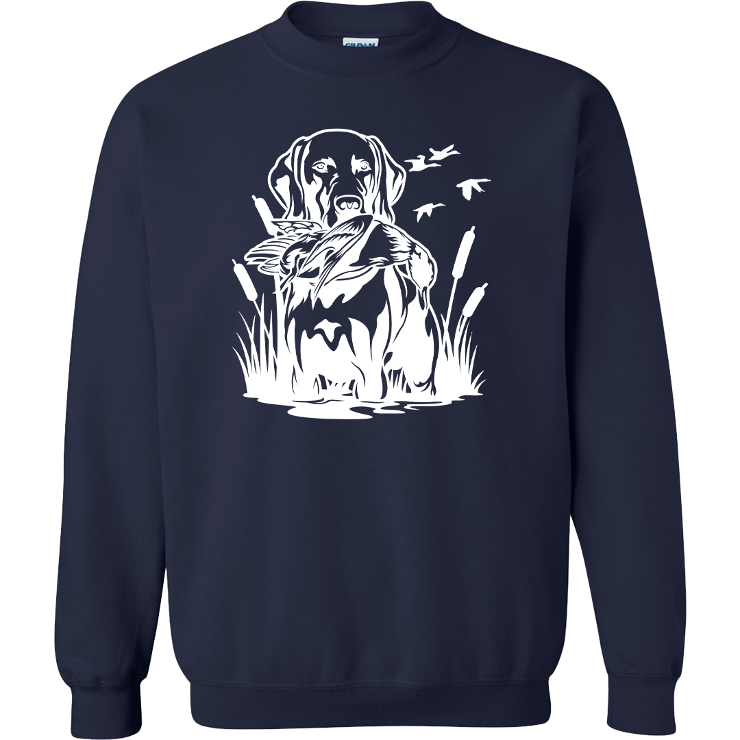 Duck Hunting Dog Adult Crew Neck Sweatshirt