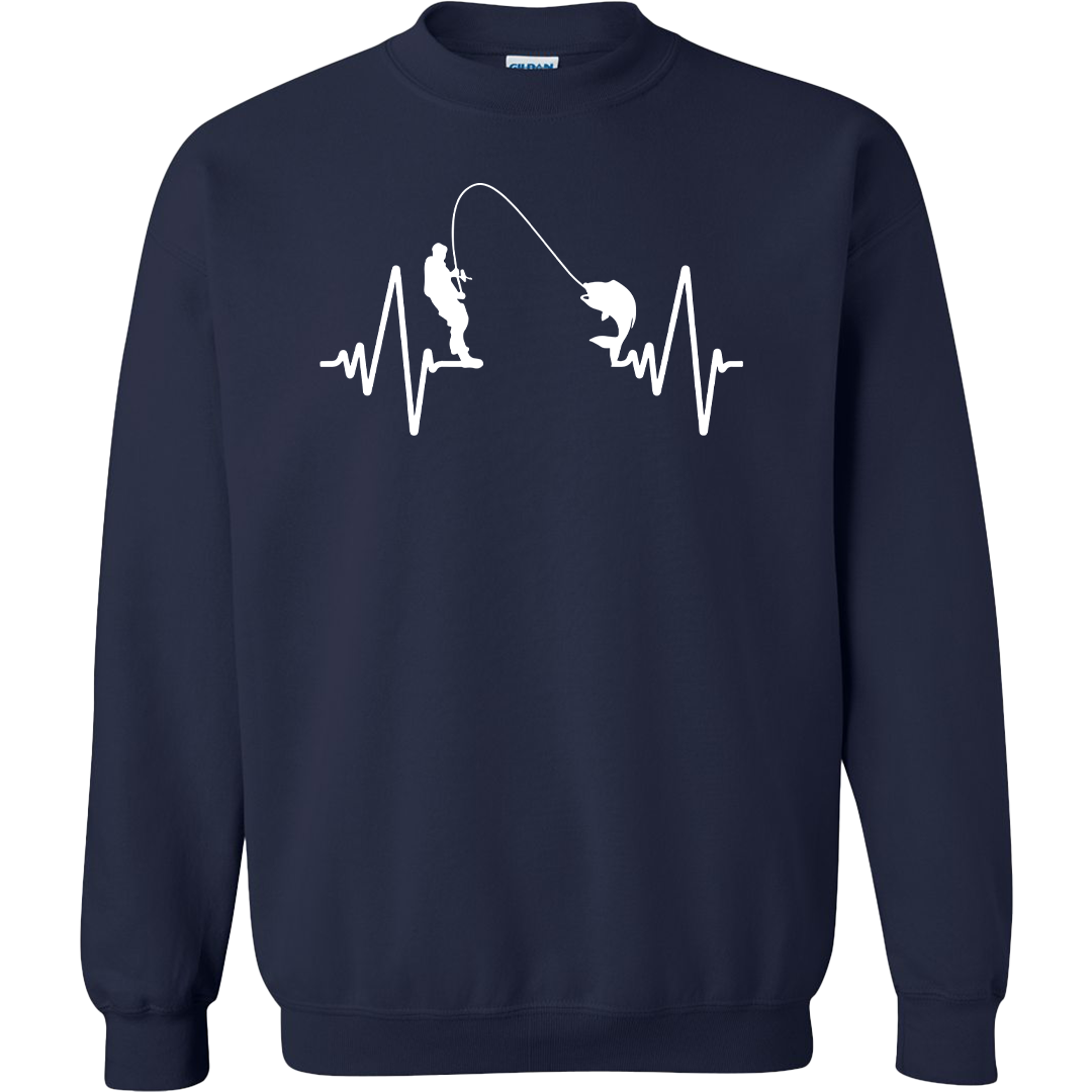 Fishing Heartbeat Adult Crew Neck Sweatshirt
