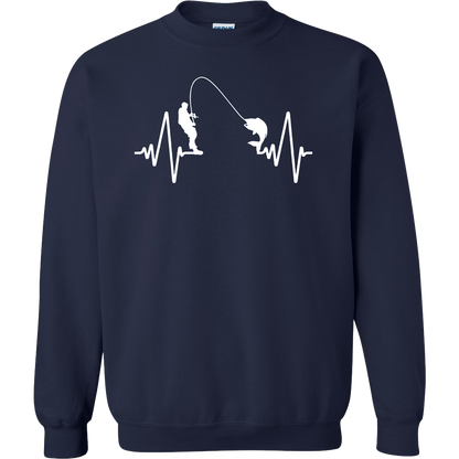 Fishing Heartbeat Adult Crew Neck Sweatshirt
