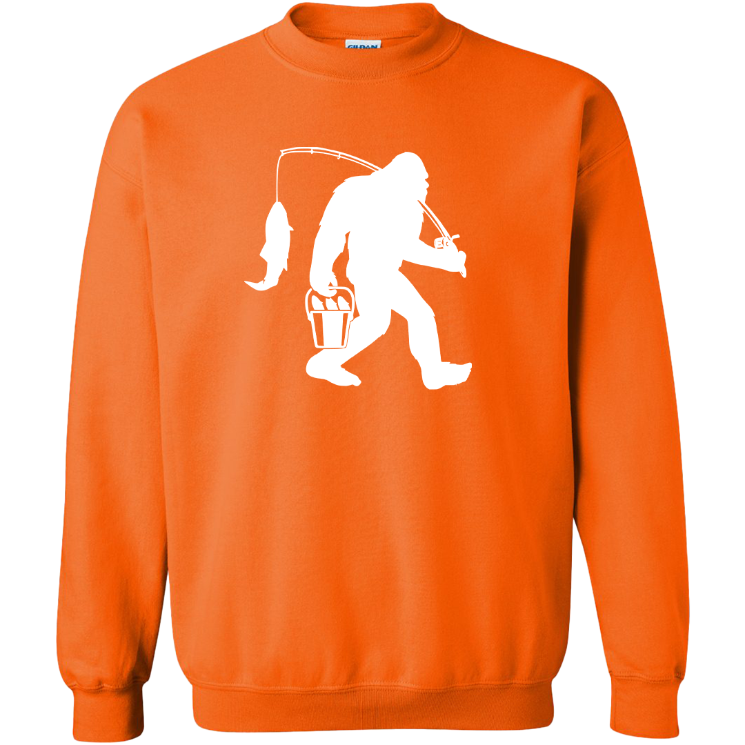 Fishing Sasquatch Adult Crew Neck Sweatshirt