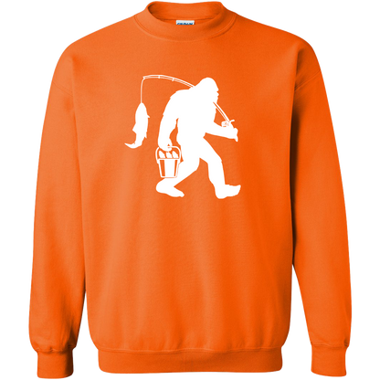 Fishing Sasquatch Adult Crew Neck Sweatshirt