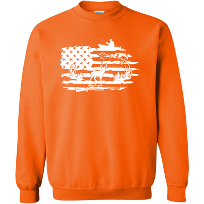 Fishing and Hunting Flag Adult Crew Neck Sweatshirt