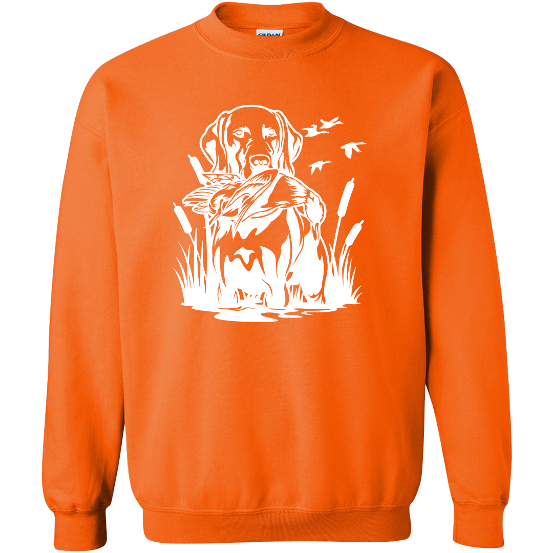 Duck Hunting Dog Adult Crew Neck Sweatshirt