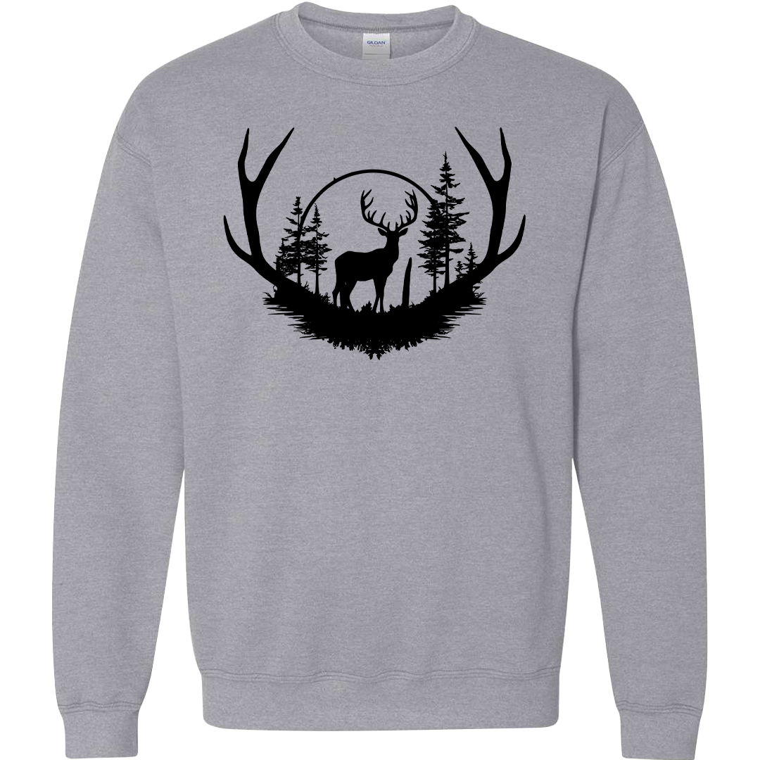 Deer Head Adult Crew Neck Sweatshirt