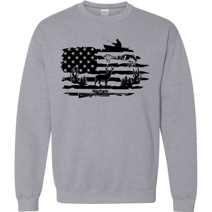 Fishing and Hunting Flag Adult Crew Neck Sweatshirt