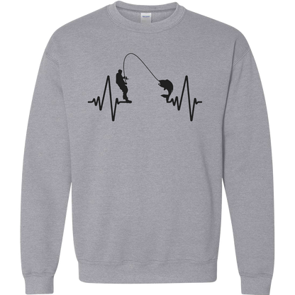 Fishing Heartbeat Adult Crew Neck Sweatshirt