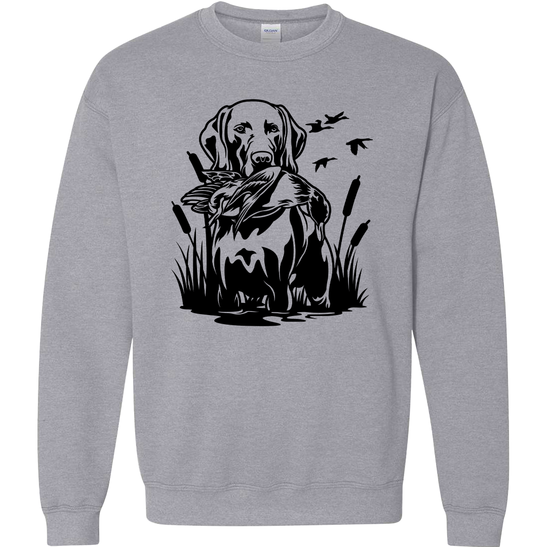 Duck Hunting Dog Adult Crew Neck Sweatshirt