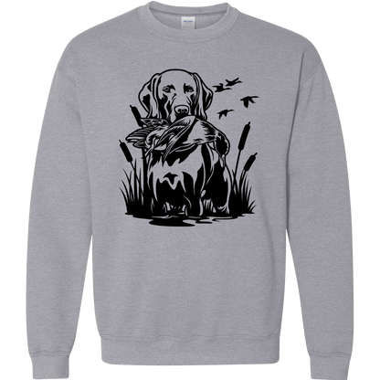 Duck Hunting Dog Adult Crew Neck Sweatshirt