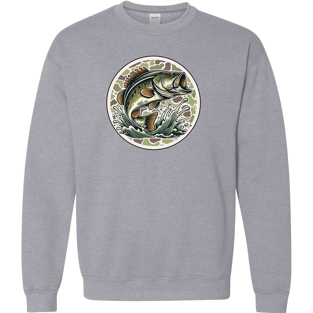 Jumping Bass Adult Crew Neck Sweatshirt