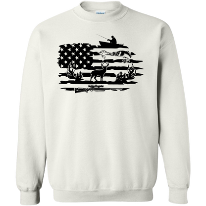 Fishing and Hunting Flag Adult Crew Neck Sweatshirt