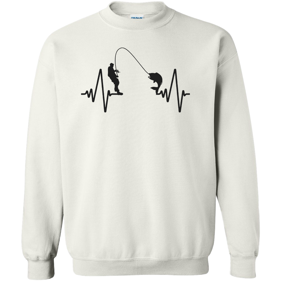 Fishing Heartbeat Adult Crew Neck Sweatshirt