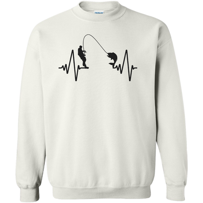 Fishing Heartbeat Adult Crew Neck Sweatshirt