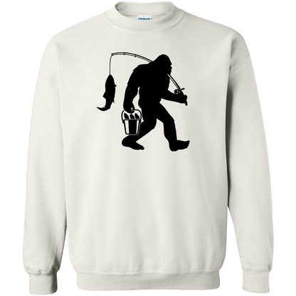 Fishing Sasquatch Adult Crew Neck Sweatshirt