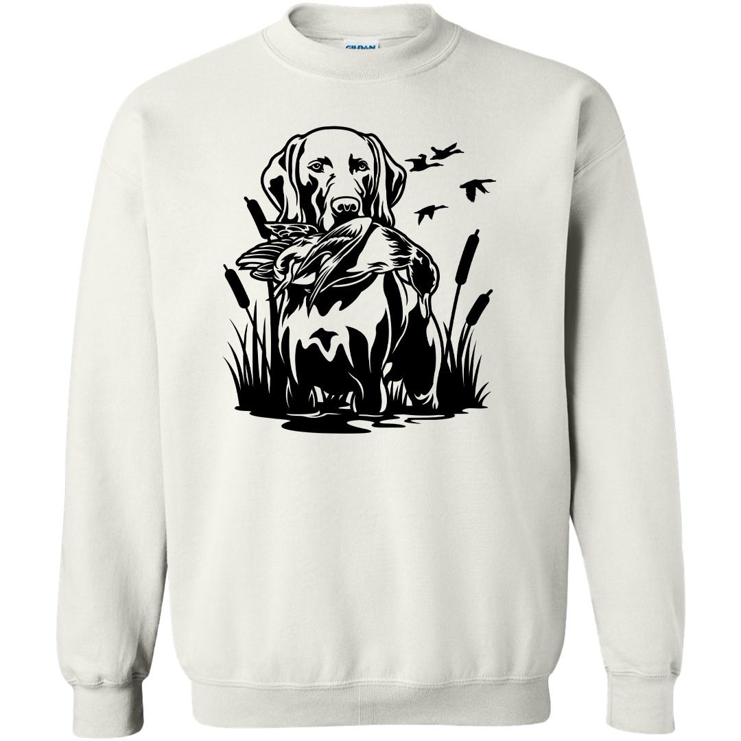 Duck Hunting Dog Adult Crew Neck Sweatshirt