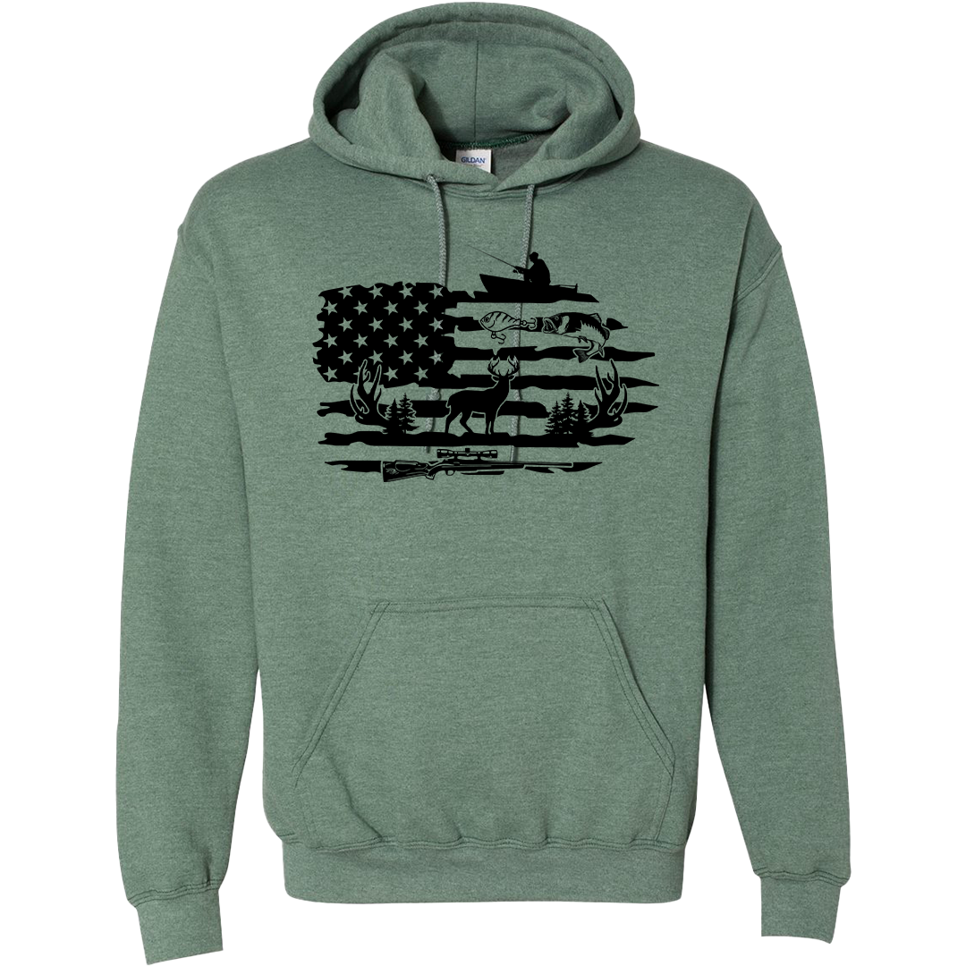 Fishing and Hunting Flag Adult Hoodie