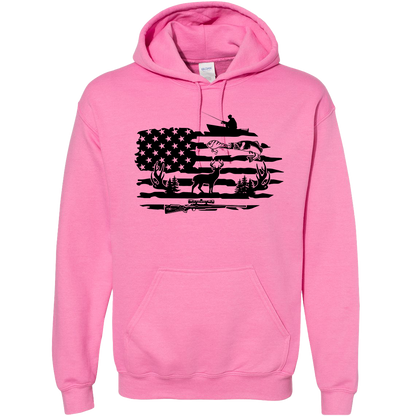 Fishing and Hunting Flag Adult Hoodie