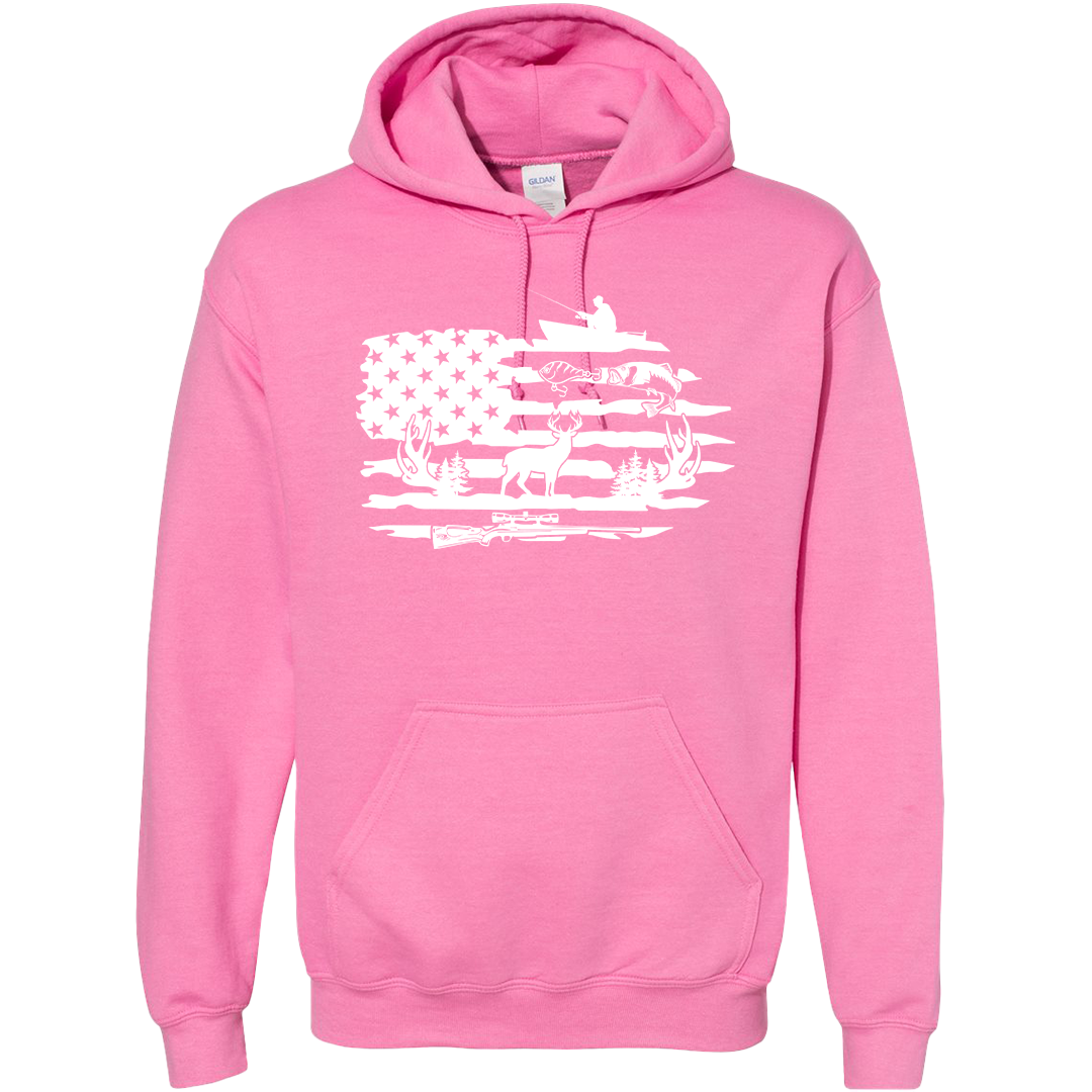 Fishing and Hunting Flag Adult Hoodie