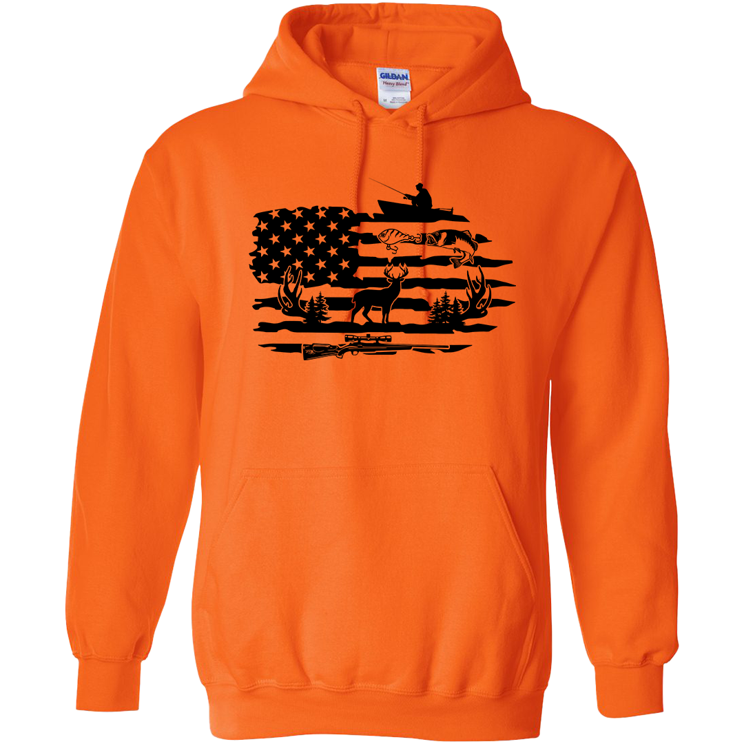 Fishing and Hunting Flag Adult Hoodie