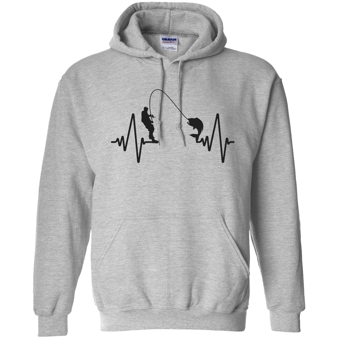 Fishing Heartbeat Adult Hoodie