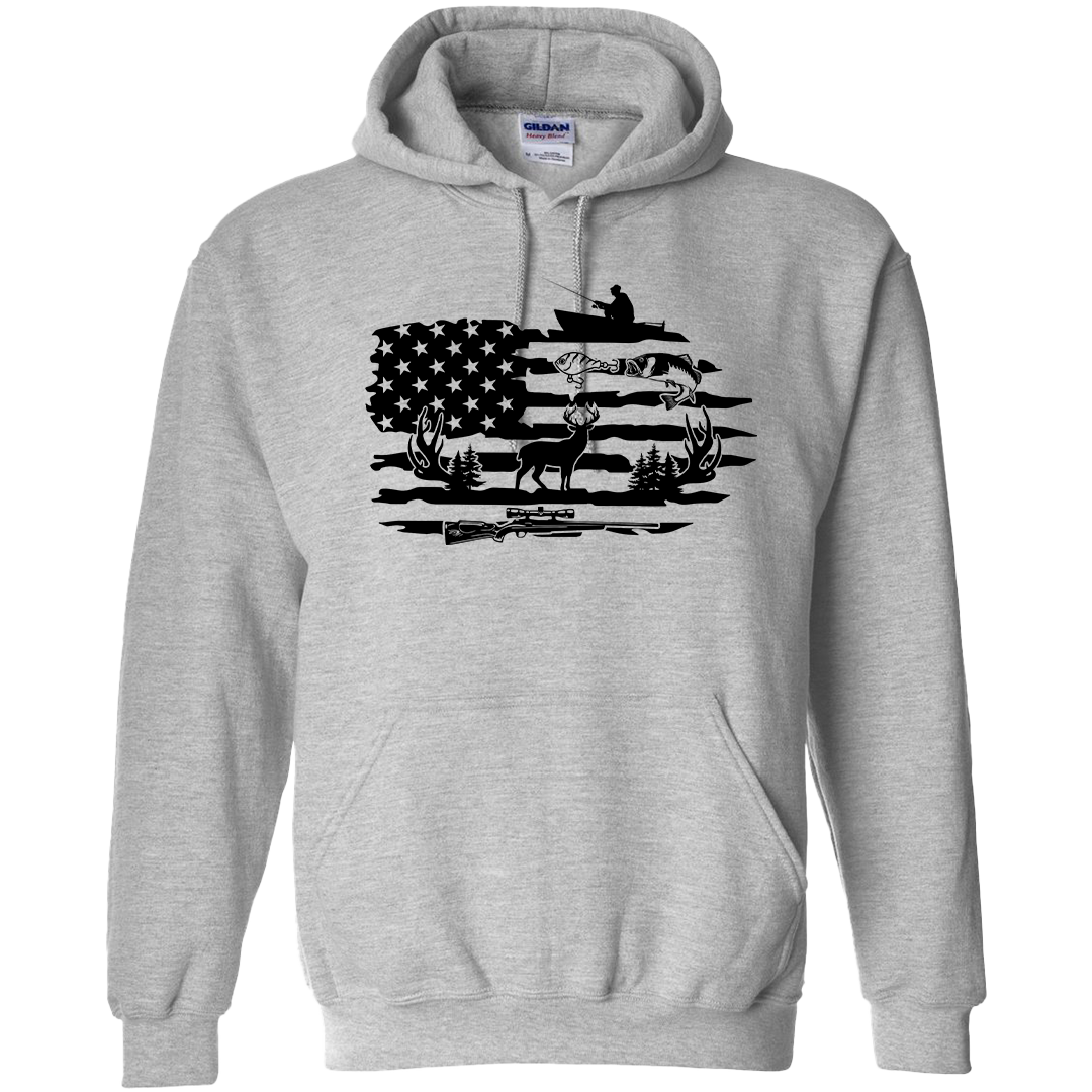 Fishing and Hunting Flag Adult Hoodie