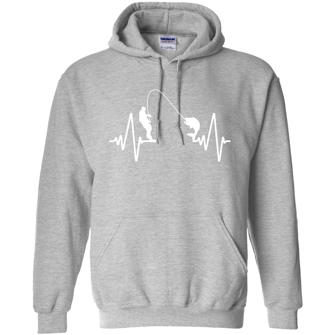 Fishing Heartbeat Adult Hoodie
