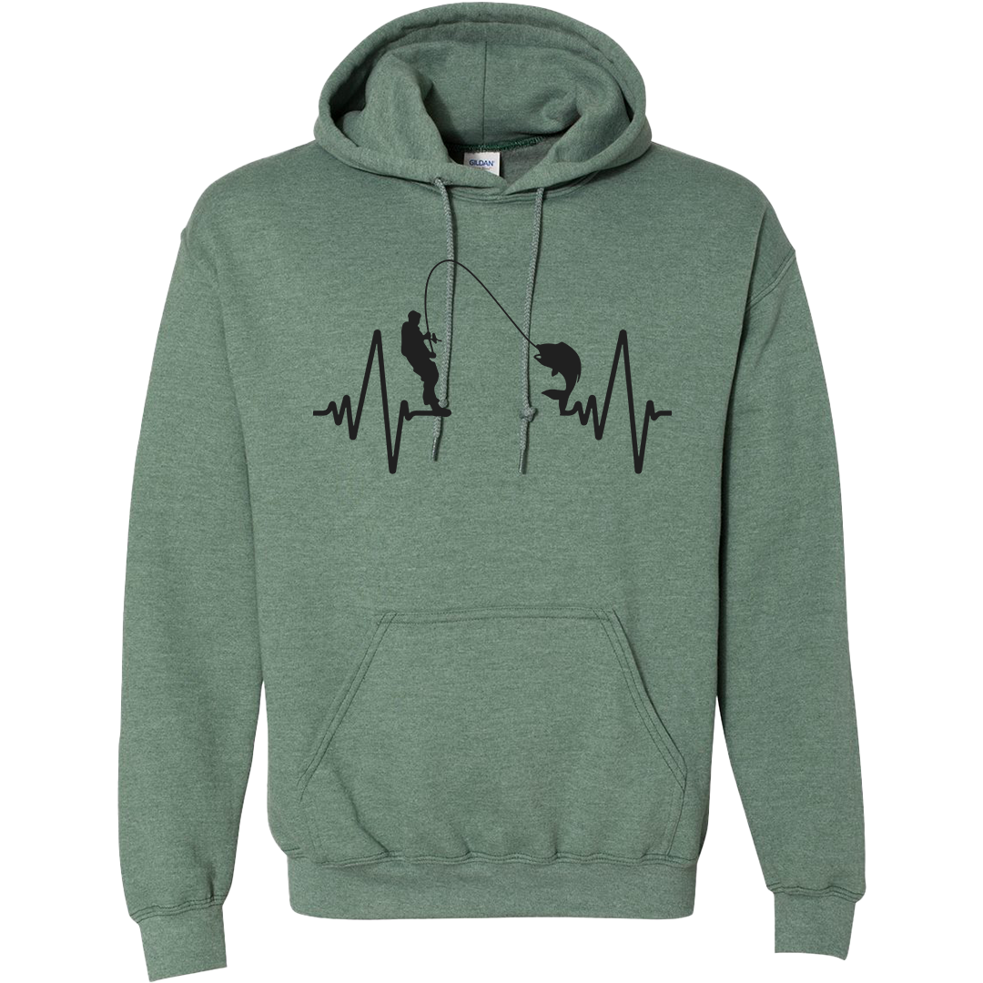 Fishing Heartbeat Adult Hoodie