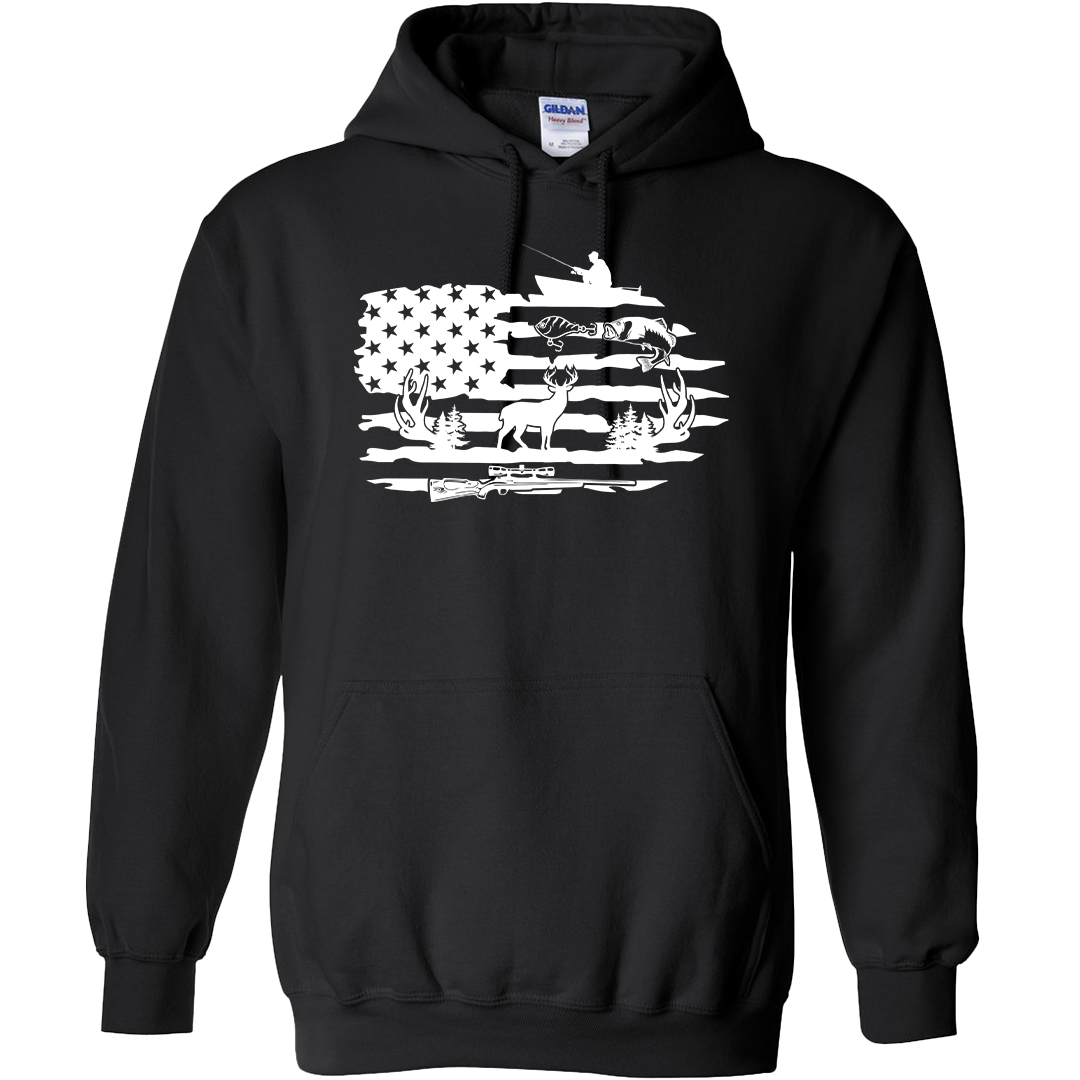 Fishing and Hunting Flag Adult Hoodie