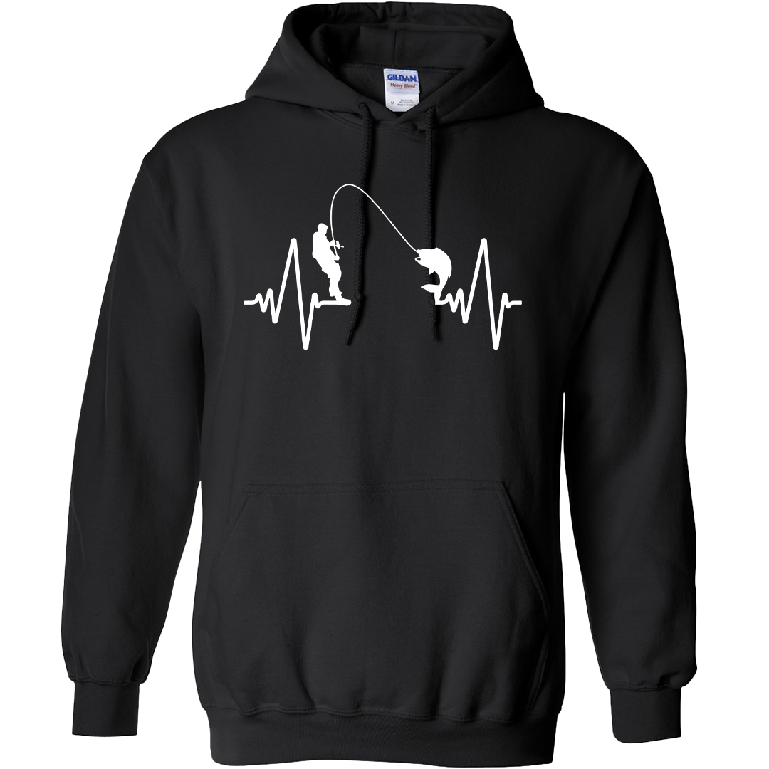 Fishing Heartbeat Adult Hoodie