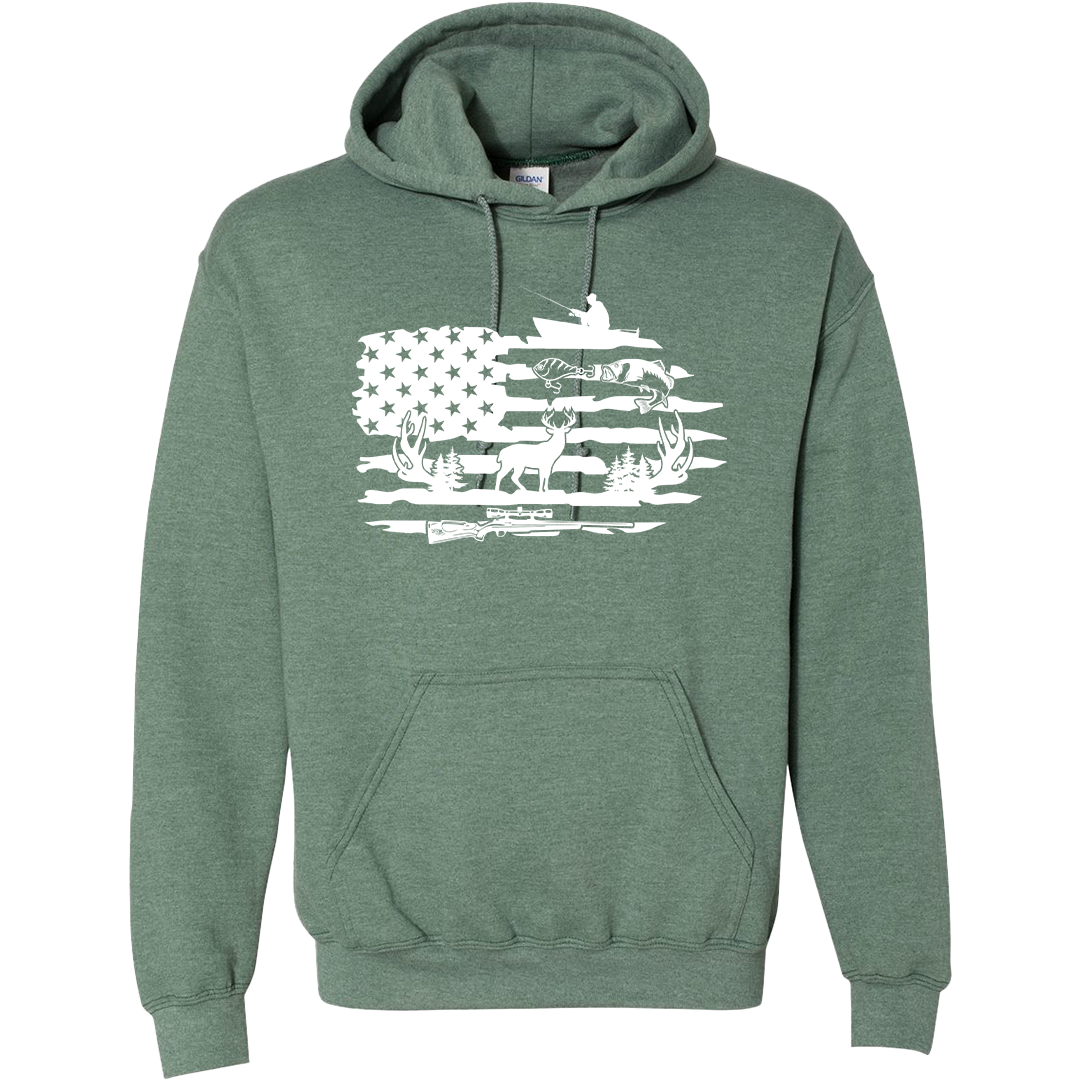 Fishing and Hunting Flag Adult Hoodie