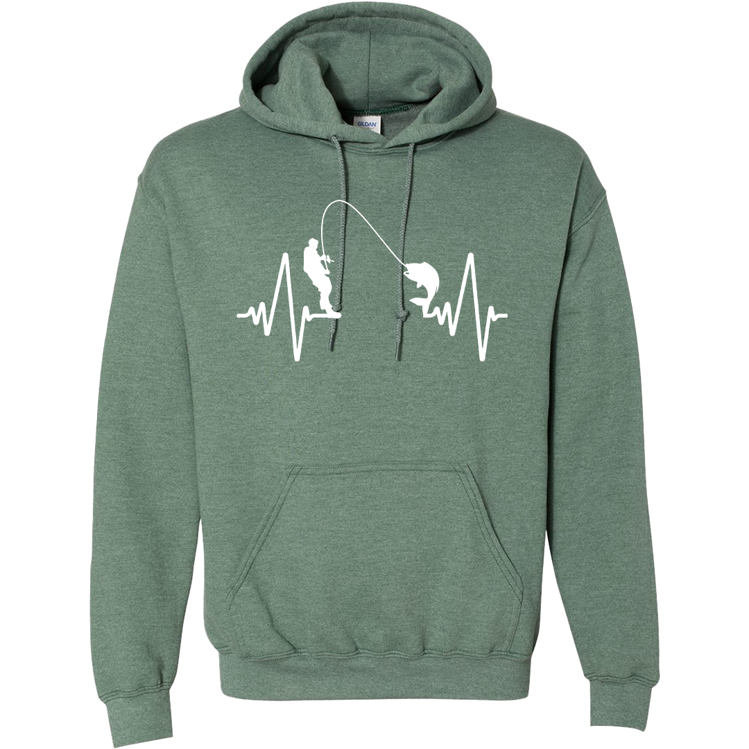 Fishing Heartbeat Adult Hoodie