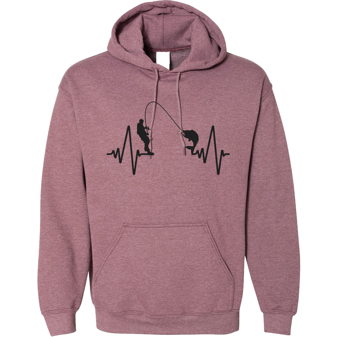 Fishing Heartbeat Adult Hoodie