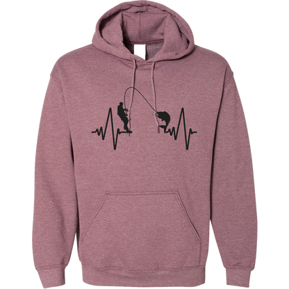Fishing Heartbeat Adult Hoodie