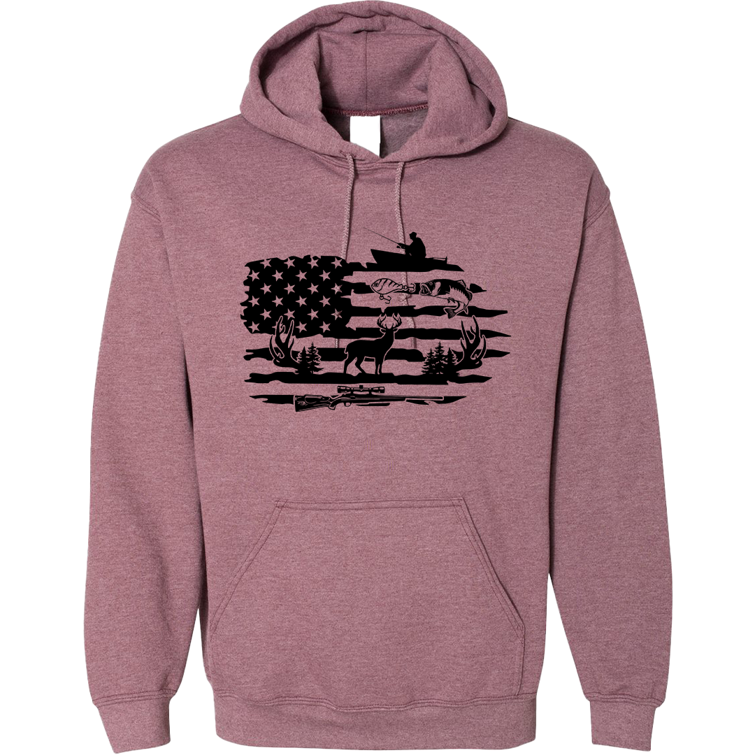 Fishing and Hunting Flag Adult Hoodie