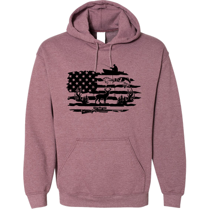 Fishing and Hunting Flag Adult Hoodie
