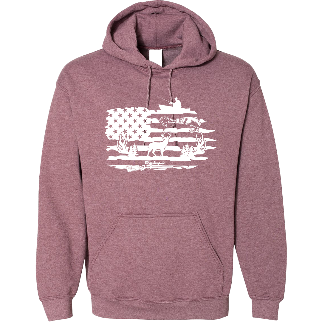 Fishing and Hunting Flag Adult Hoodie