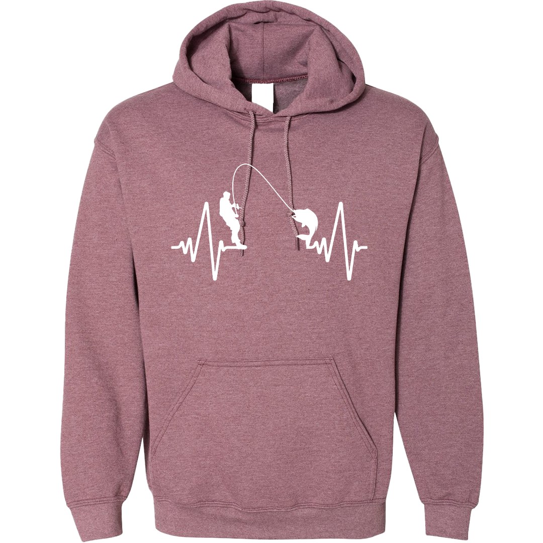 Fishing Heartbeat Adult Hoodie