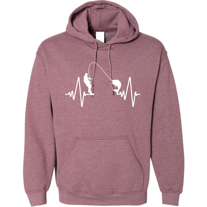 Fishing Heartbeat Adult Hoodie