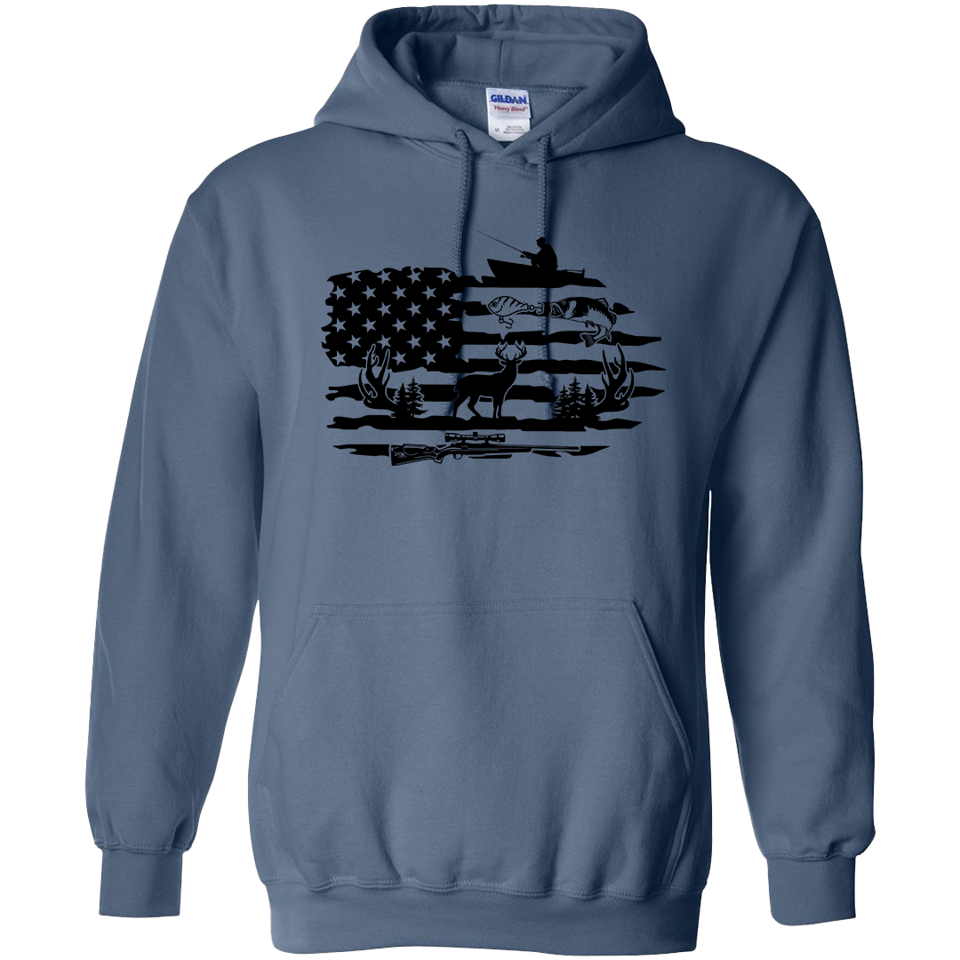 Fishing and Hunting Flag Adult Hoodie