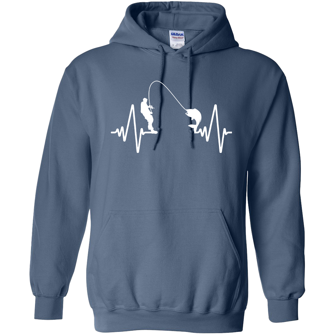 Fishing Heartbeat Adult Hoodie